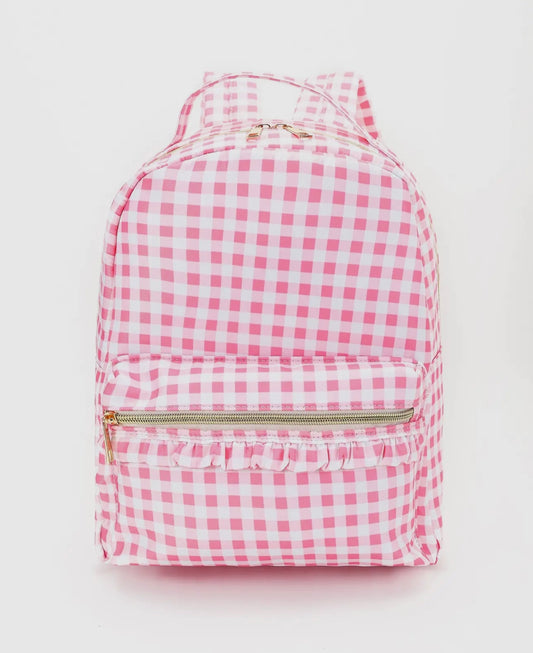 Pink check backpack