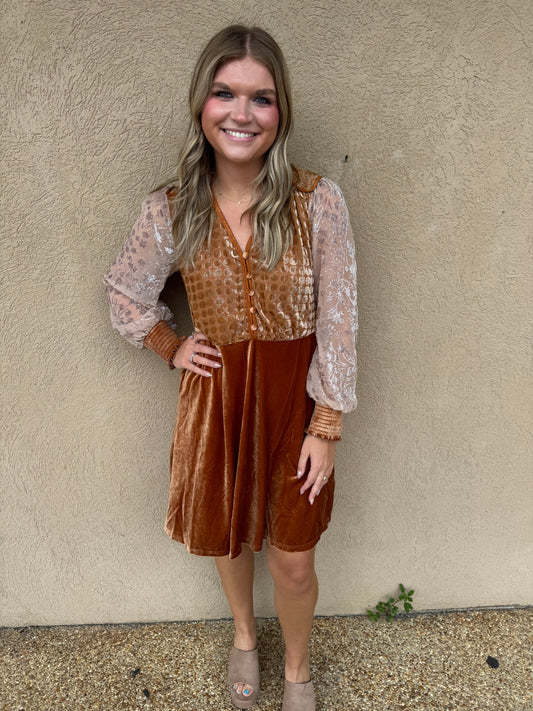 Pumpkin mix velvet dress