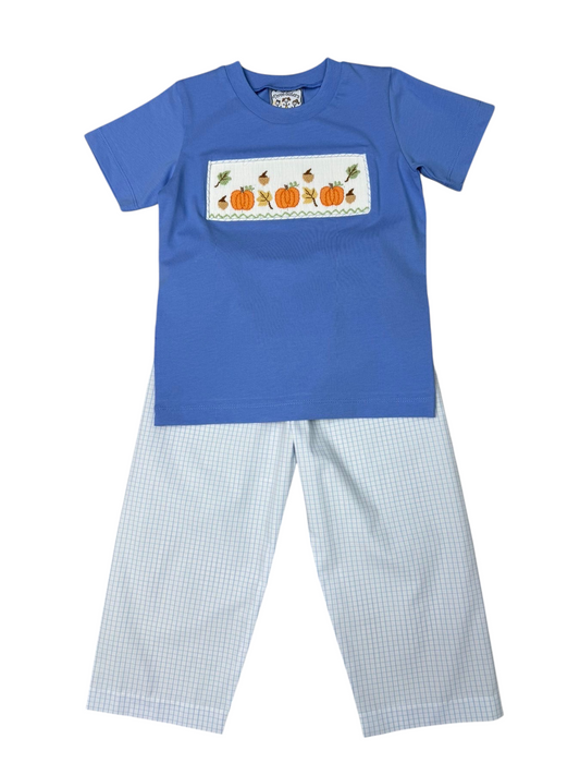 It’s Fall Smocked Boy Pant Set Three Sisters