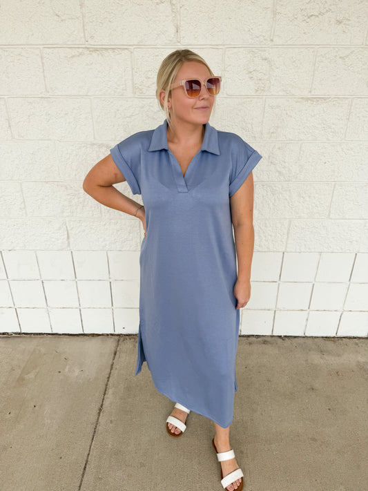 Slate Petal Long Dress