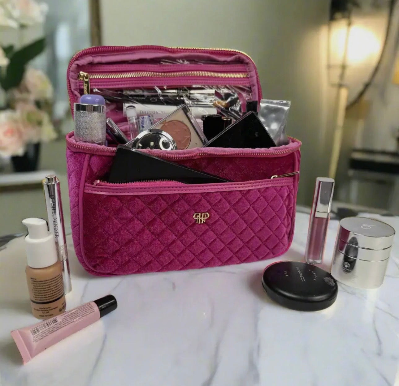 Classic Train Case - Fuchsia Velvet