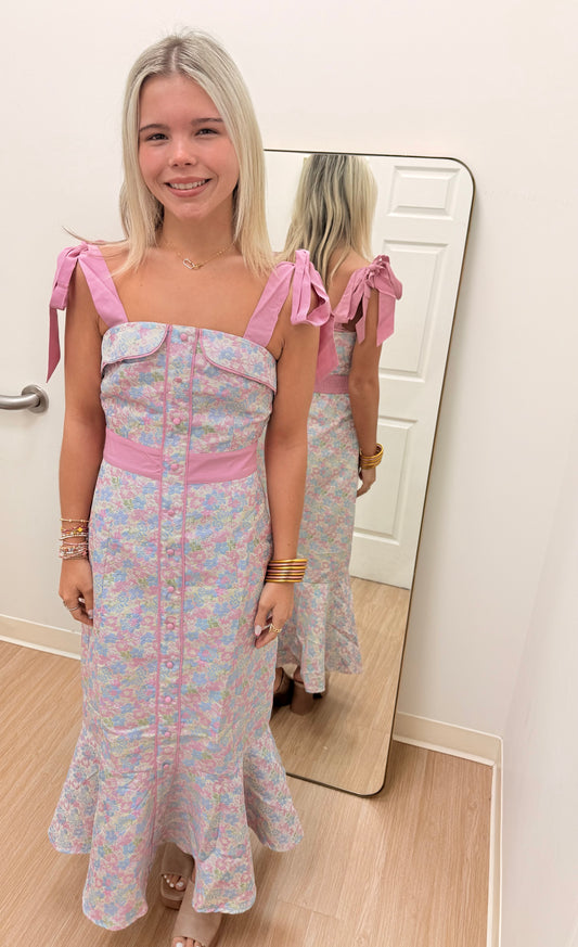 Ditzy Floral Jacquard Dress￼