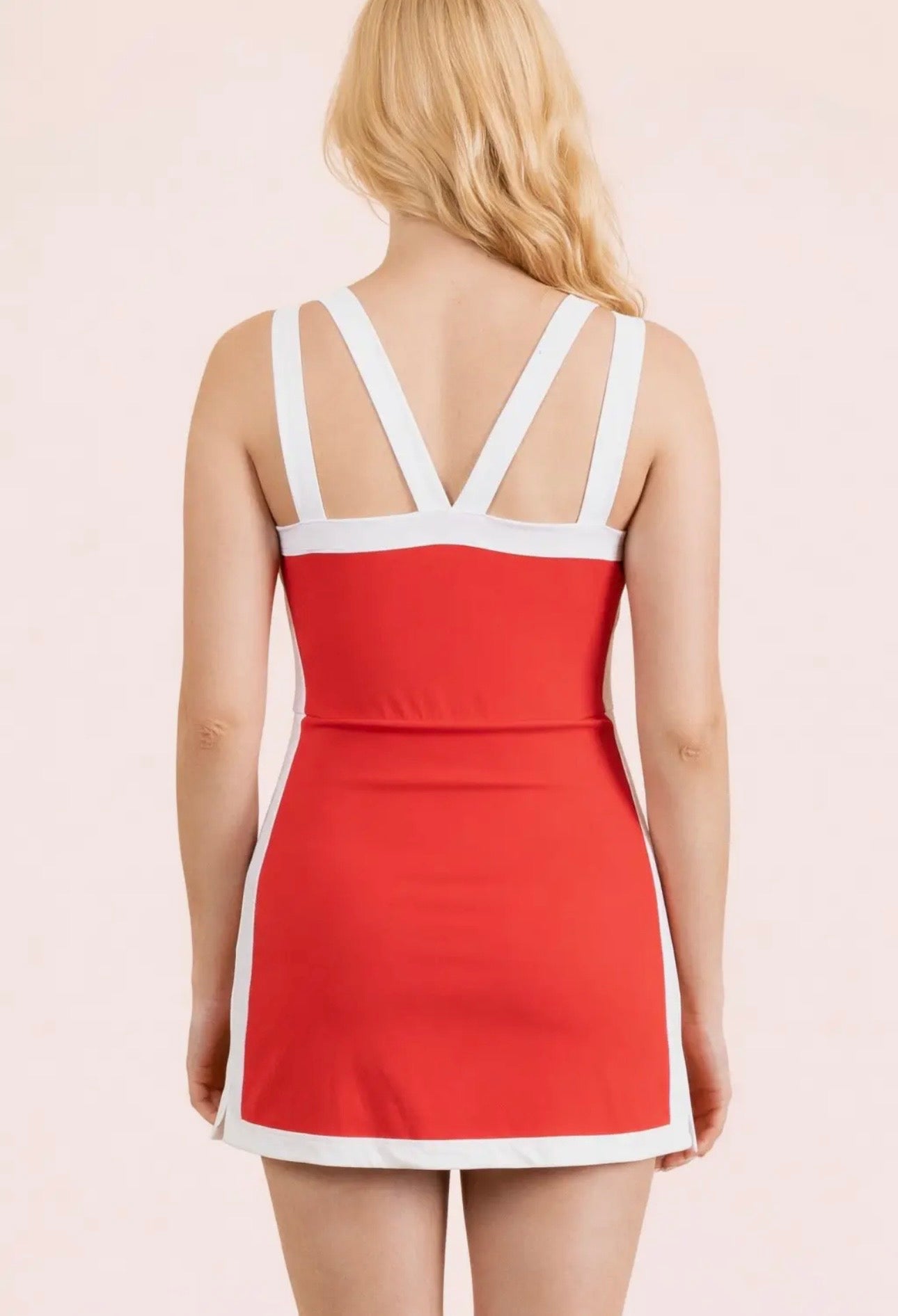 Red Colorblock Activewear Dress