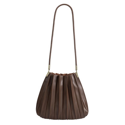 Chocolate pleated shoulder bag