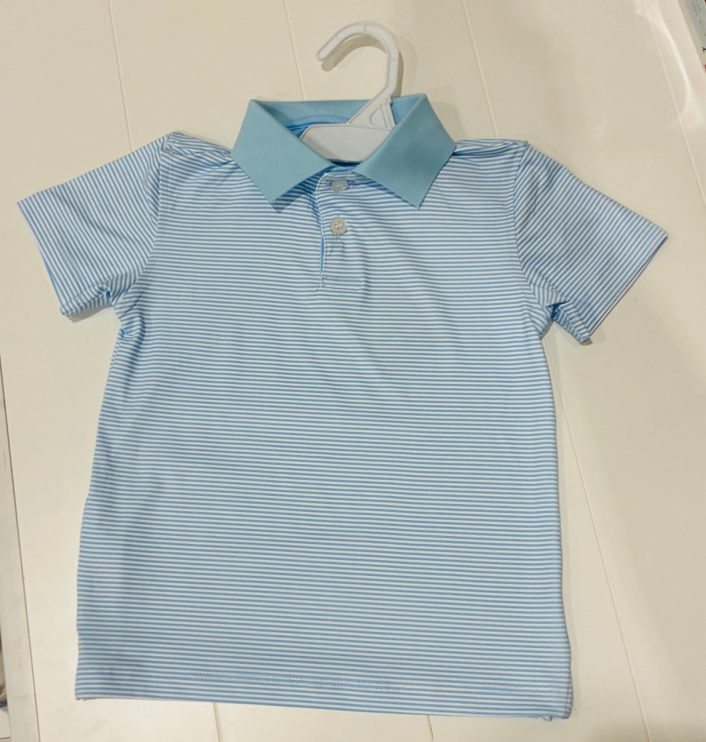 Micro Carolina Blue & White Collared Polo|Meripex