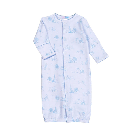 Blue baby toile Pima convertible gown