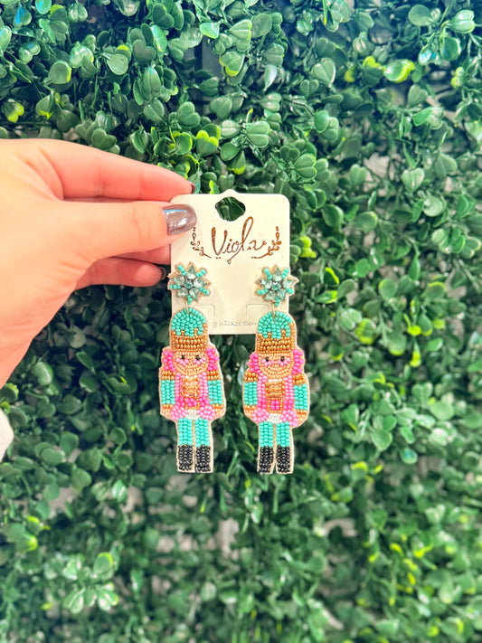 Blue & Pink Nutcracker Earrings