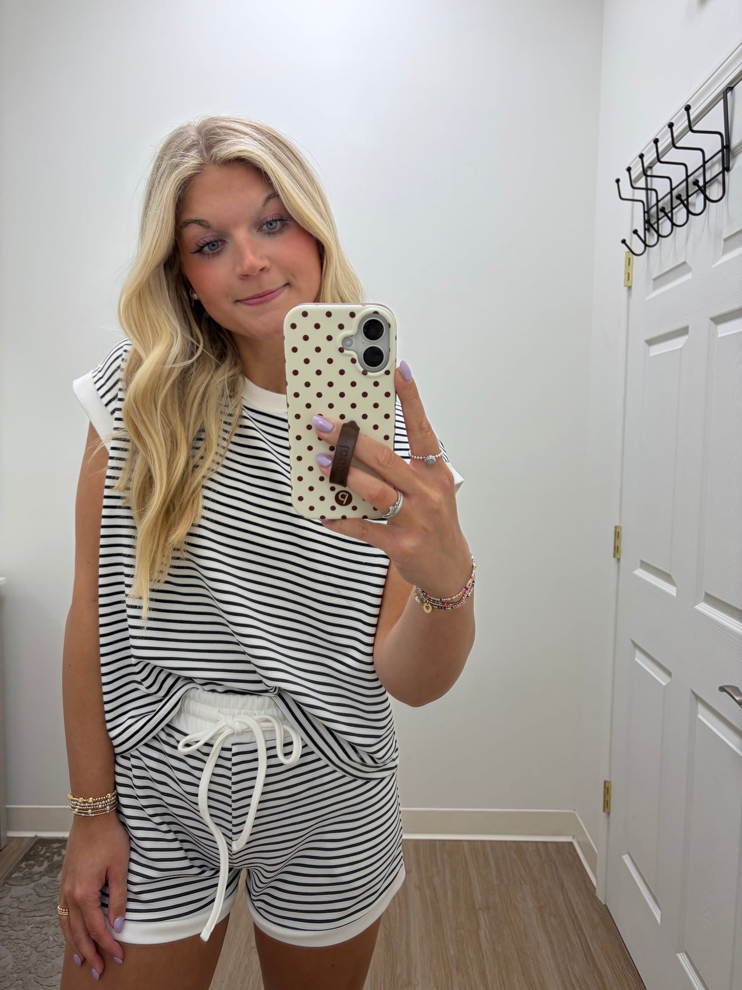 Black Stripe Short Set