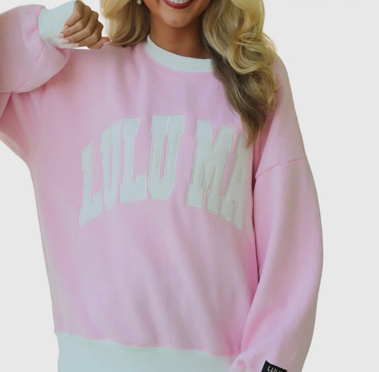 Pink & White Appliqué Sweatshirt | Lulu Mac