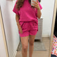 Pink Textured Short Set