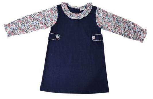 Navy Floral Dress - Jumping Jolly