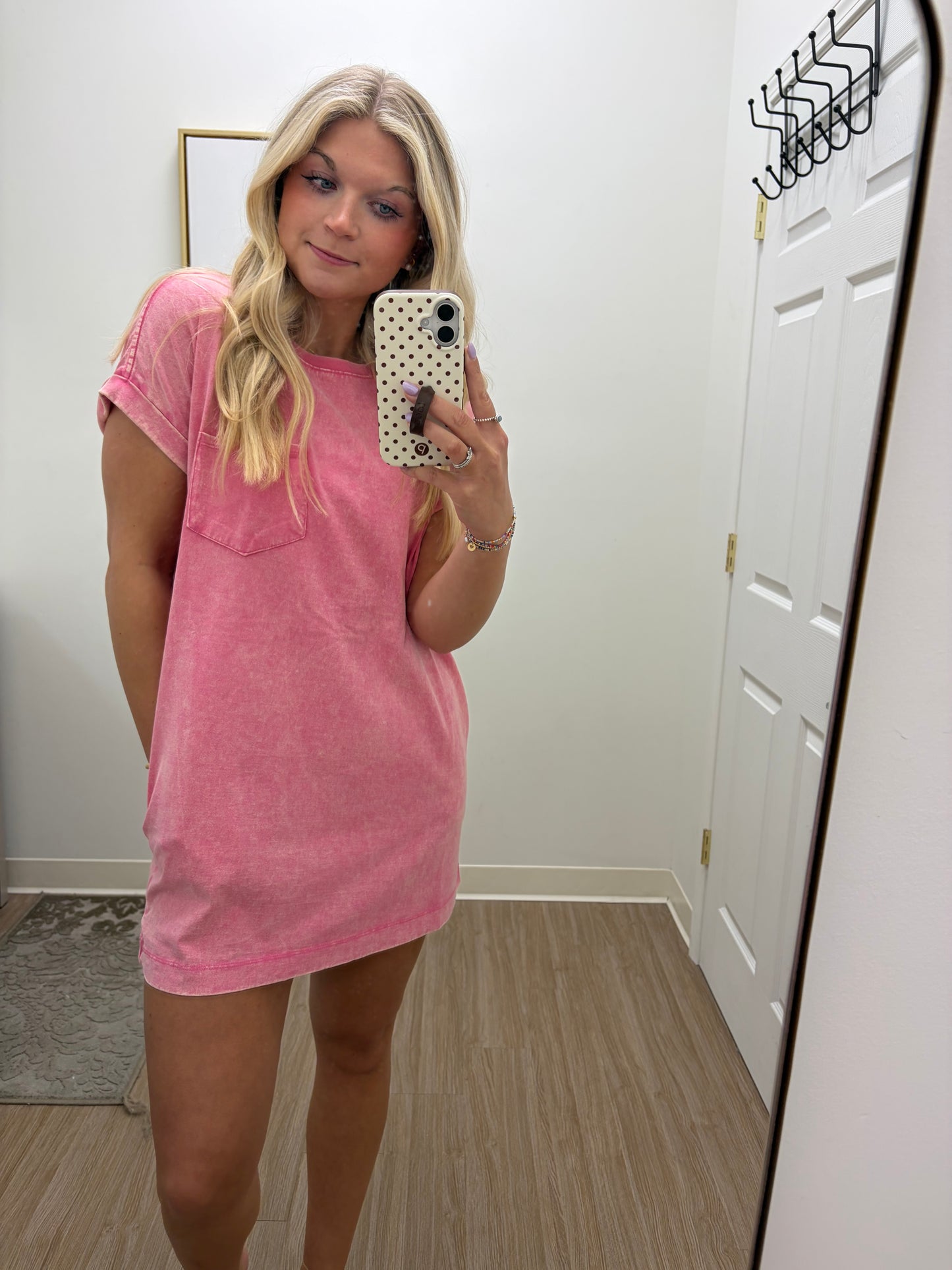 Pink Washed Tshirt Dress/Swim Cover Pink