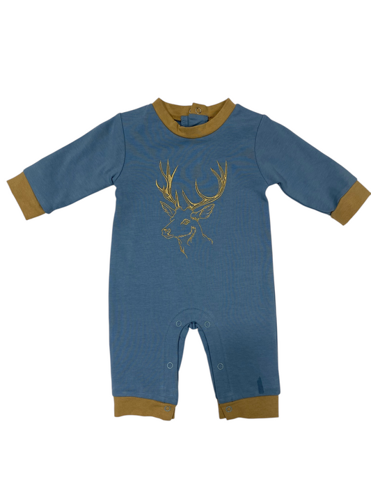 Deer Embroidery Boy Romper Three Sisters