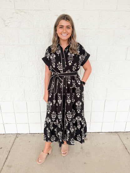 Black Bohemian Midi Dress
