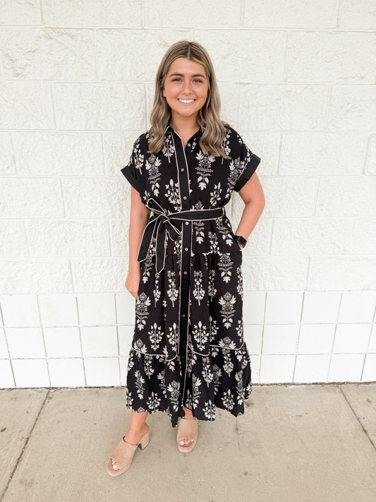 Black Bohemian Midi Dress