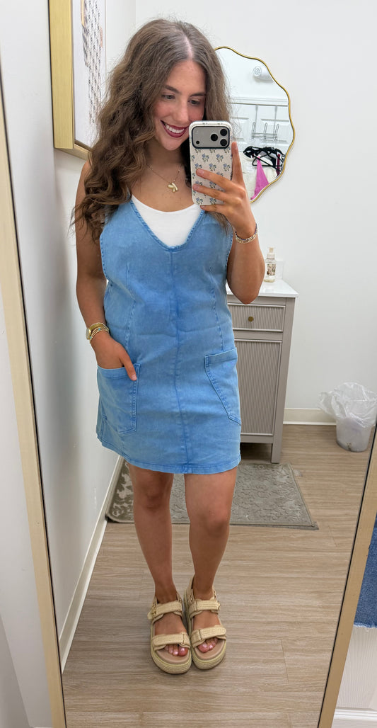 Blue Washed Denim Dress