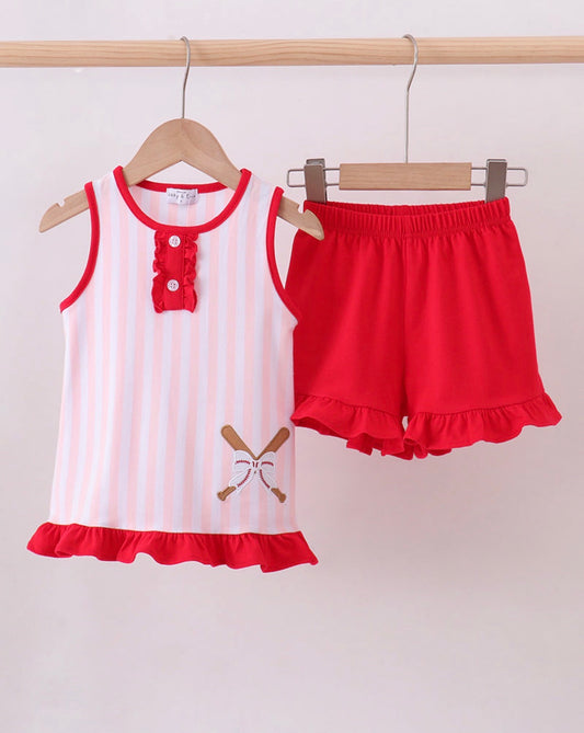 Pink Baseball Stripe Set