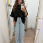 Black Scuba Side Slit Top