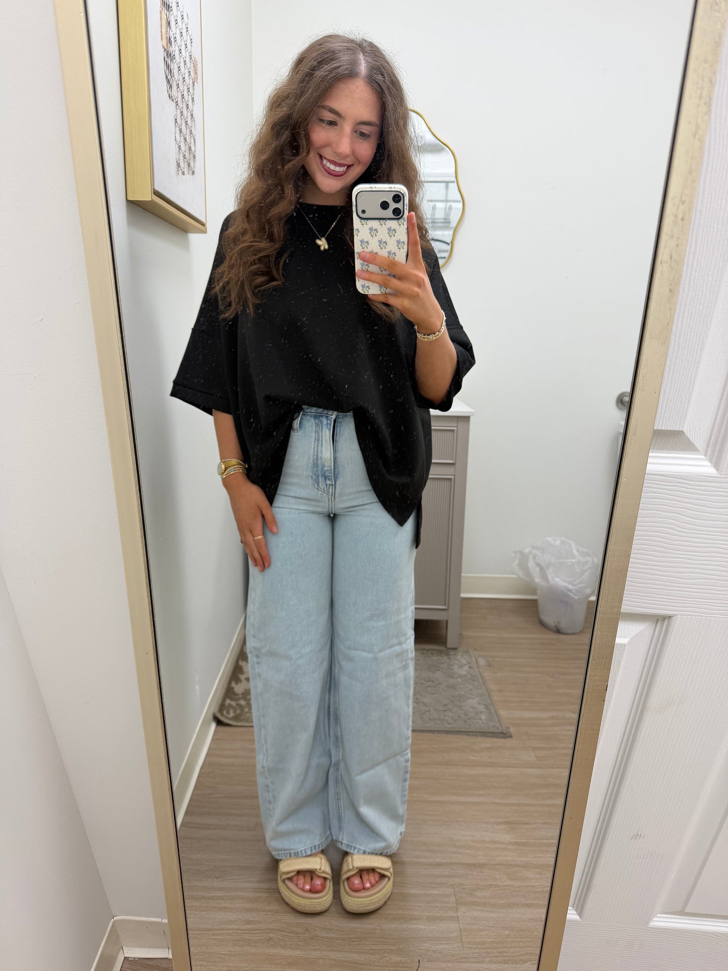 Black Scuba Side Slit Top
