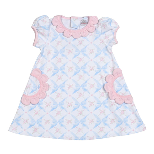 Blue bow pima dress