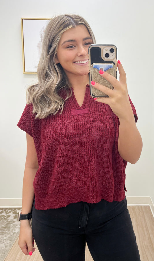 Maroon Back Patch Sweater Vest