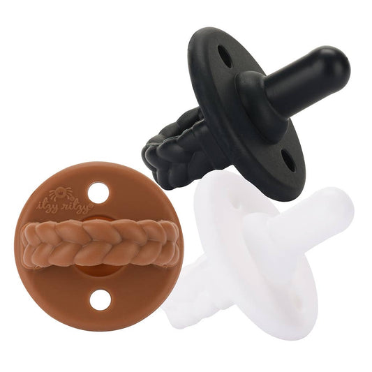 Itzy ritzy pacifier set coffee and cream