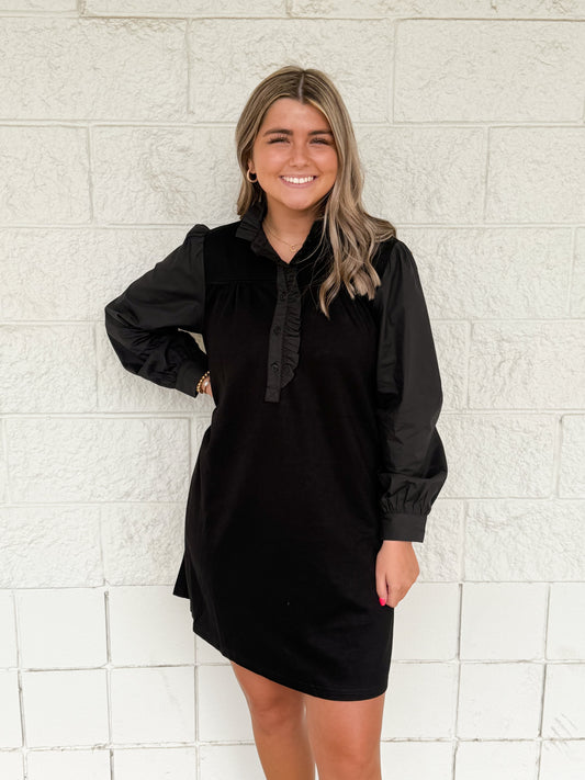 Black Ruffle Collar Dress