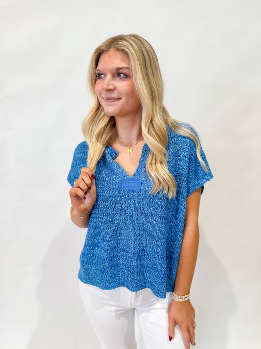 Back Patch Sweater | Cobalt Blue