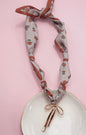 Rustic Floral Scarf Necklace (Bow)