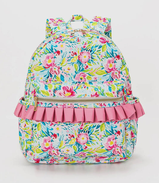 Green village floral backpack