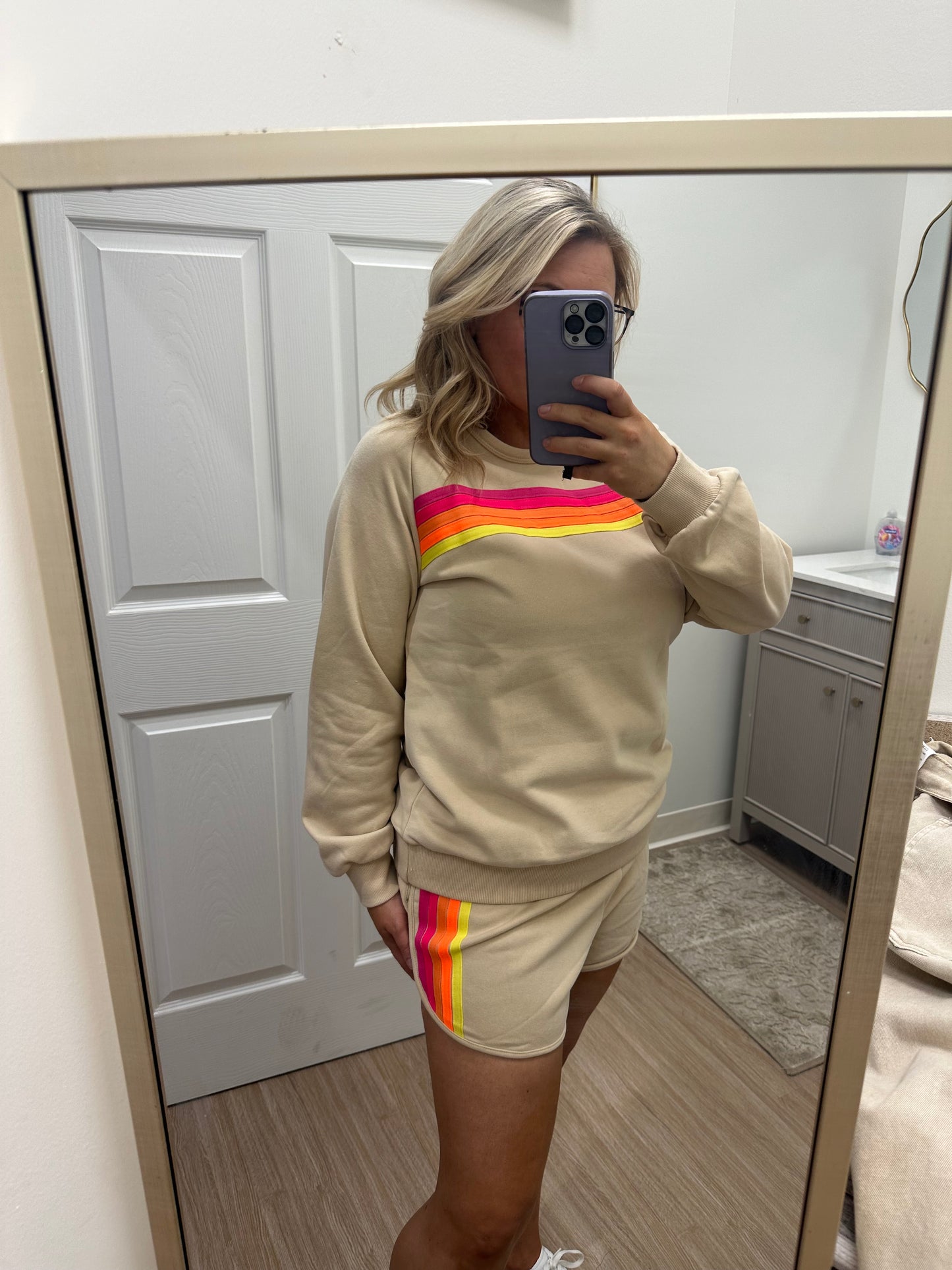 Tan/Rainbow Short set