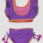 Neon Purple Crochet Detail Butterfly Tankini 2-Piece Swimsuit