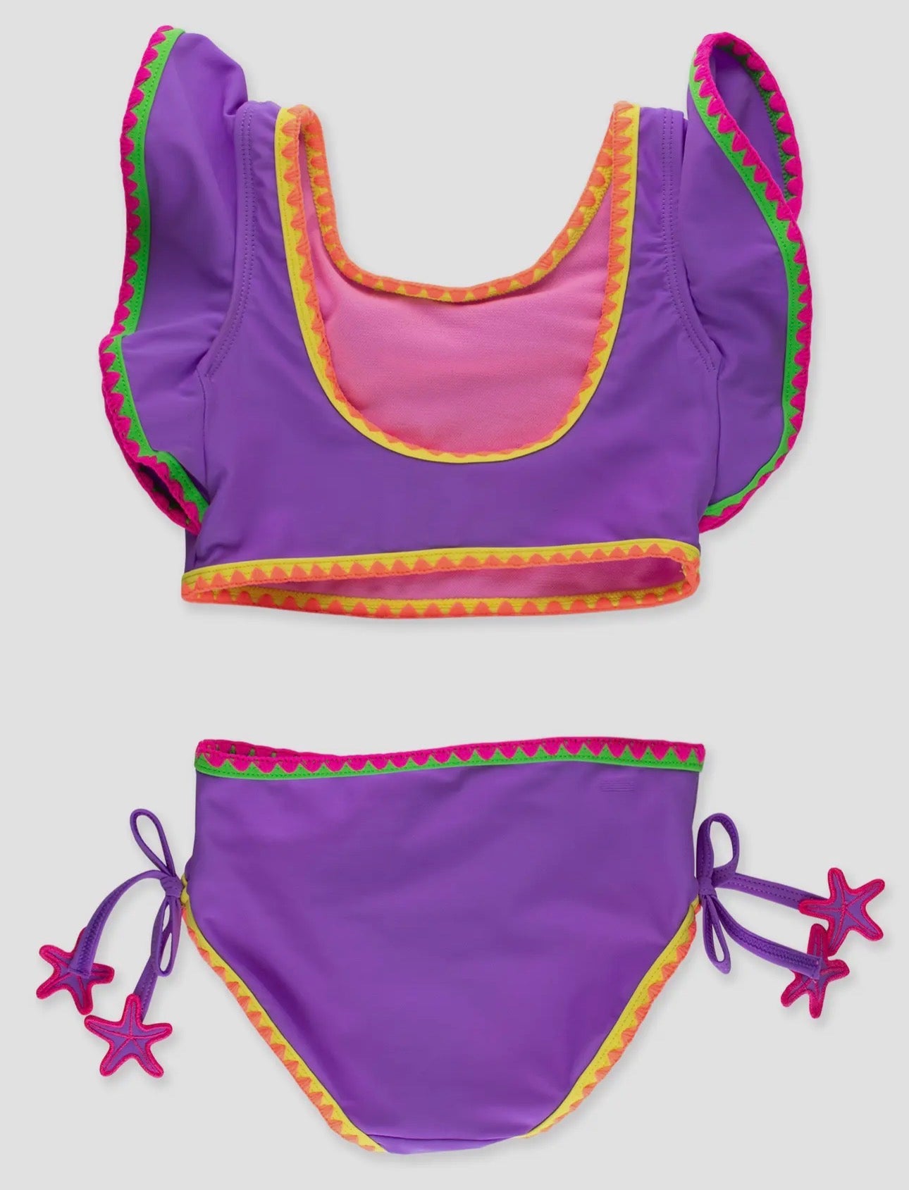 Neon Purple Crochet Detail Butterfly Tankini 2-Piece Swimsuit