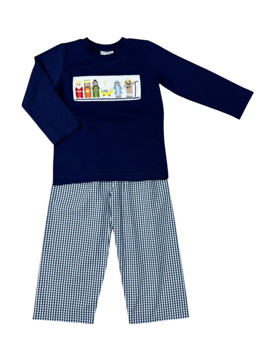 Nativity Smocked Boy Pant Set Three Sisters