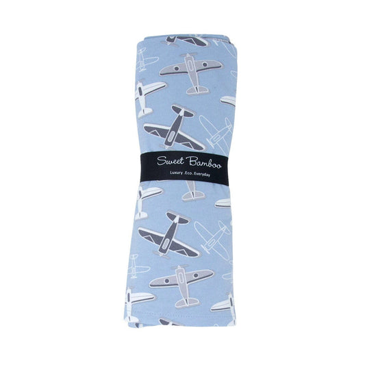 Sweet bamboo Oversized Swaddle - Blue Aircrafts