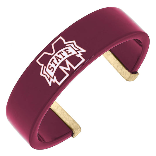 Mississippi State Bulldogs Resin Logo Cuff Bracelet in Maroon