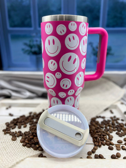 40oz STAINLESS STEEL TUMBLER SMILEY: SMILEY OFF WHITE