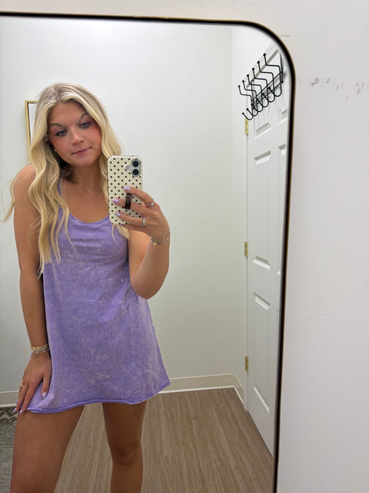Washed Romper/Dress| Purple