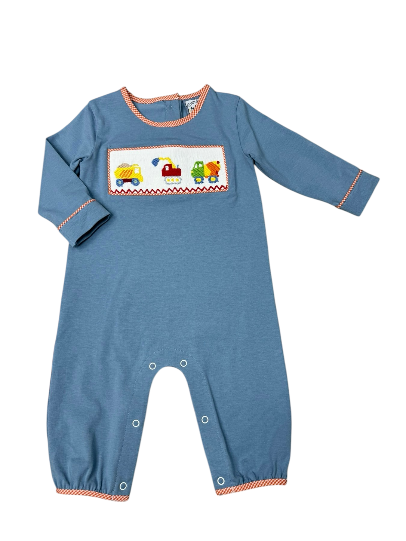 Construction Smocked Boy Romper Three Sisters