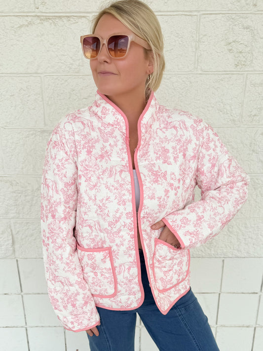 Vintage Pink Quilted Jacket Main Strip