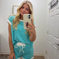 Turquoise Stripe Short Set