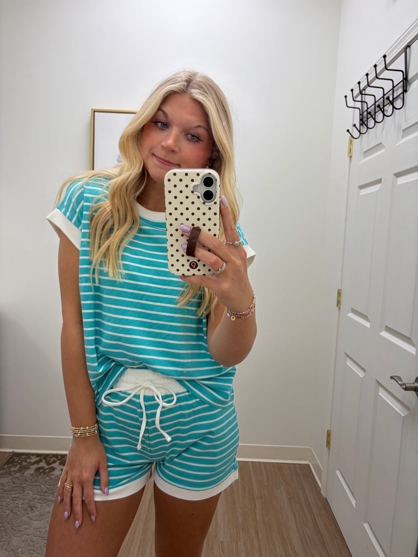 Turquoise Stripe Short Set