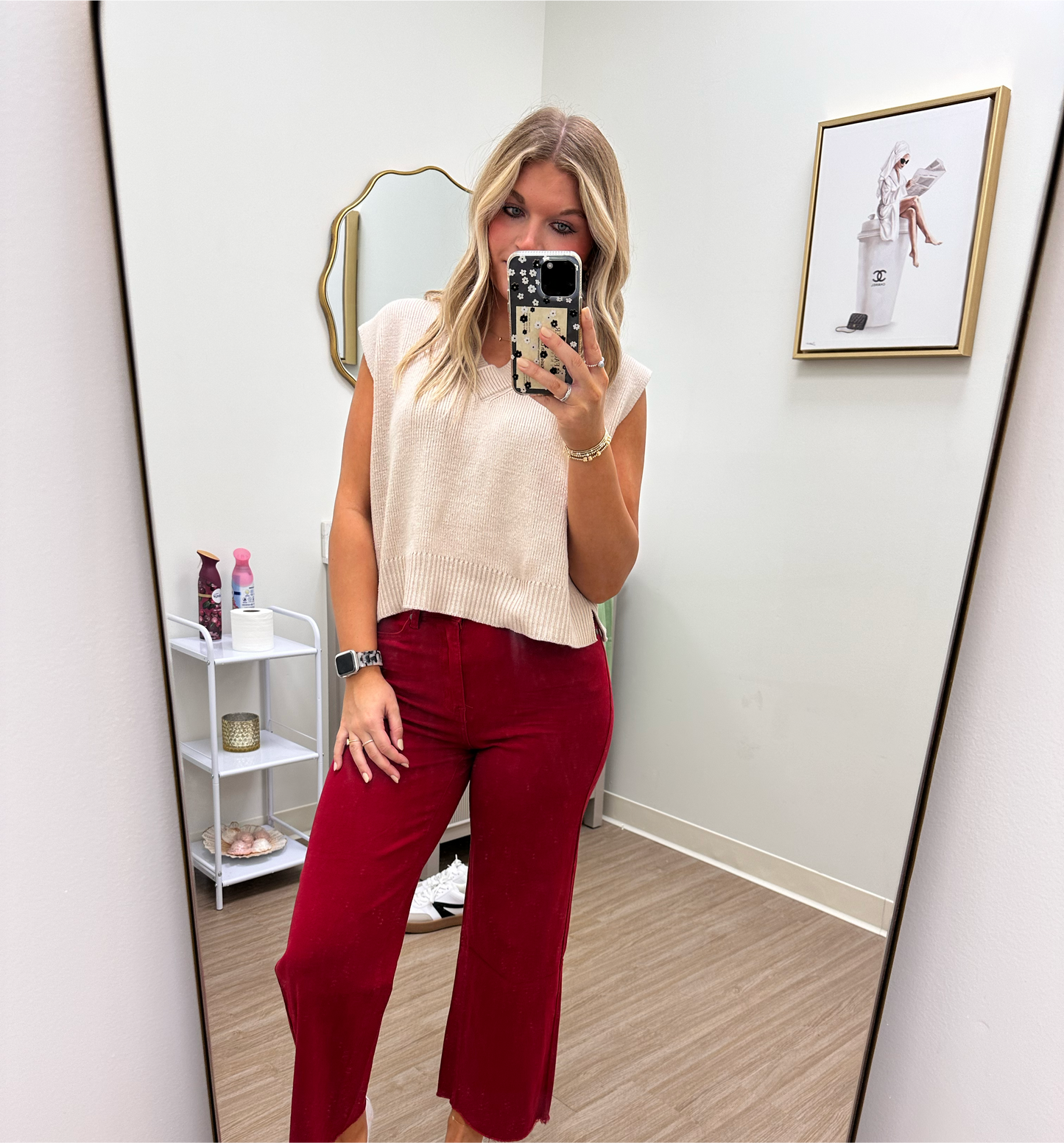 Red Velvet High Waisted Jeans