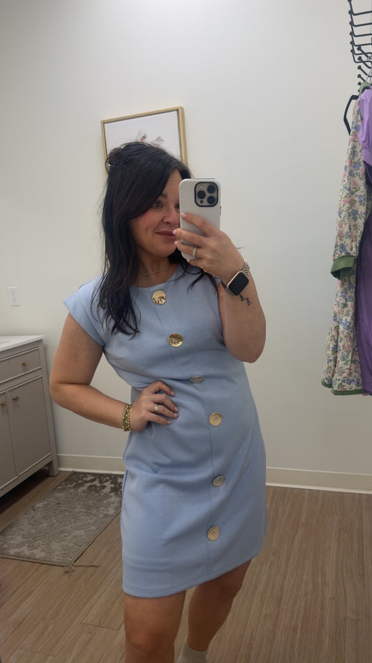 Buttoned In Blue Dress