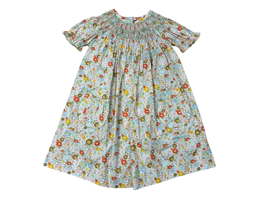 Fall Floral Smocked Bishop Three Sisters