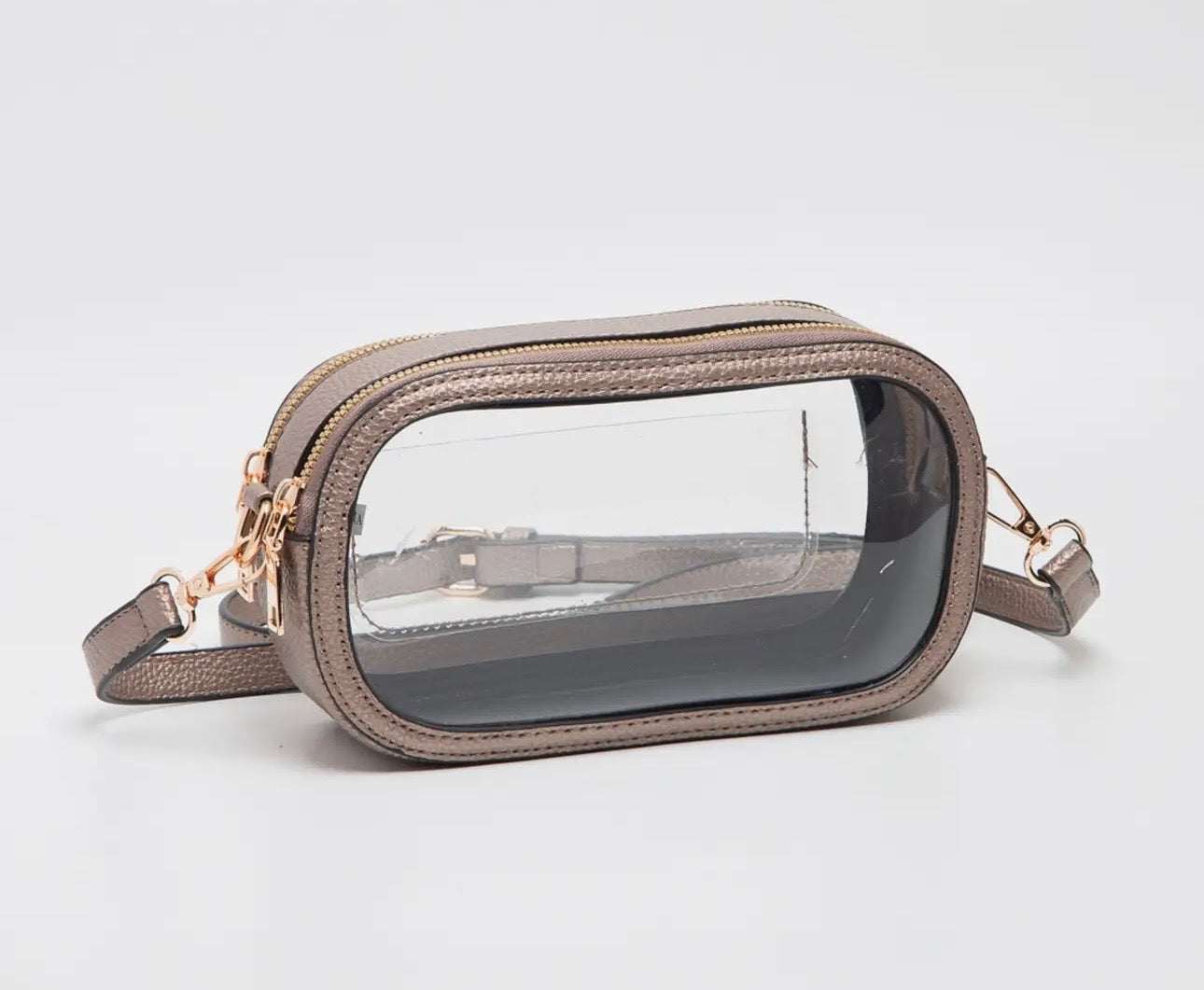 Clear Oval Crossbody Bronze Shimmer