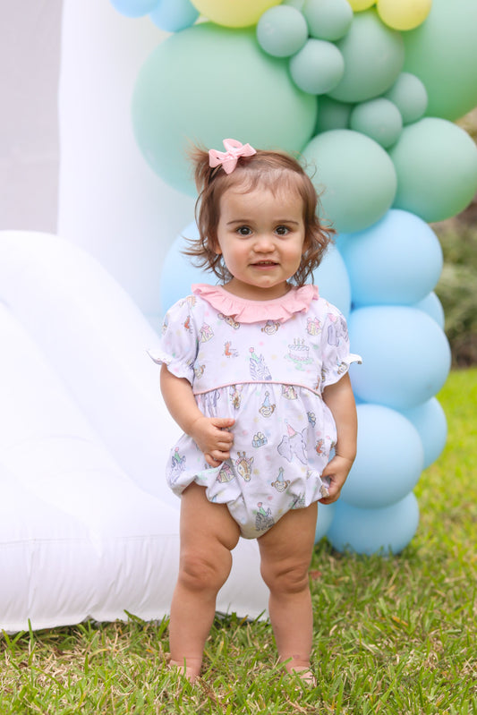 Party animal ruffle short sleeve bubble