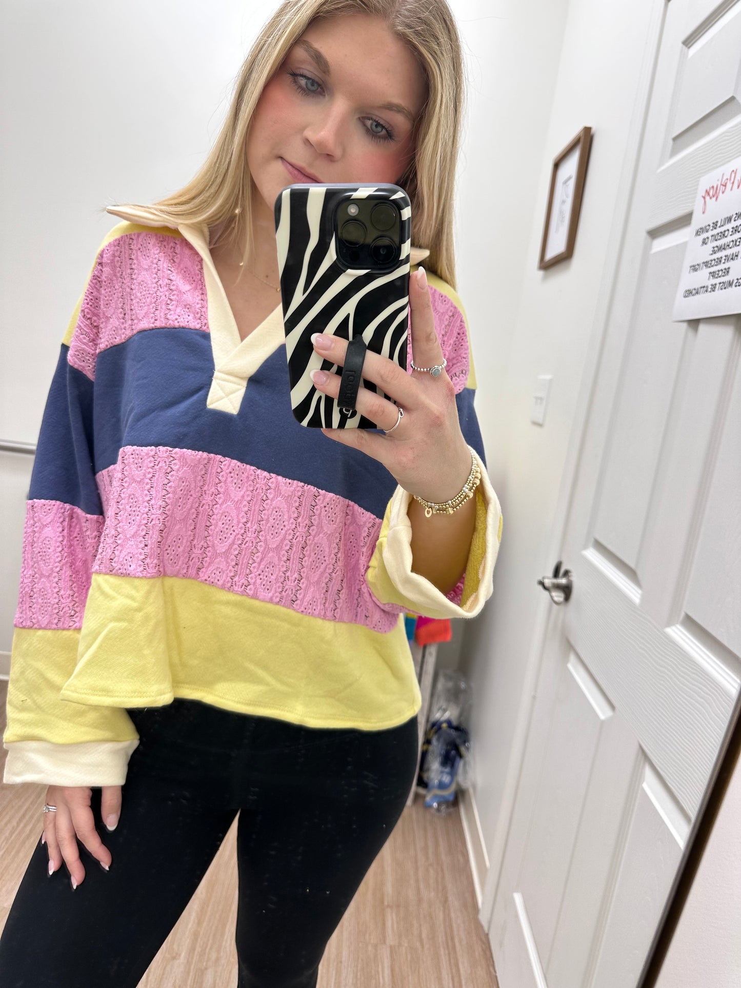 Ray of sunshine vneck collared top