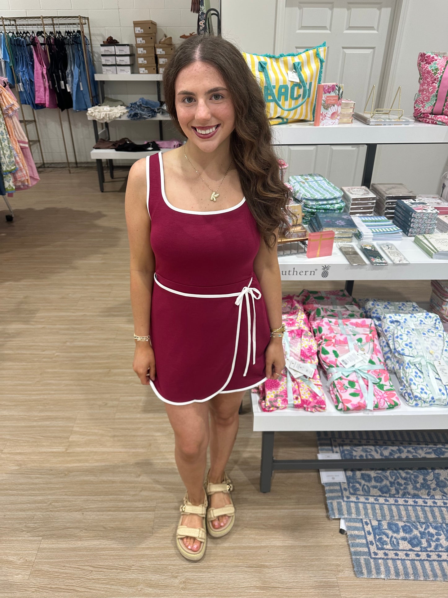 Maroon Athletic Side Tie Dress