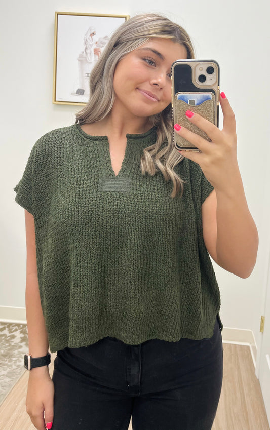 Dark Olive Back Patch Sweater Vest
